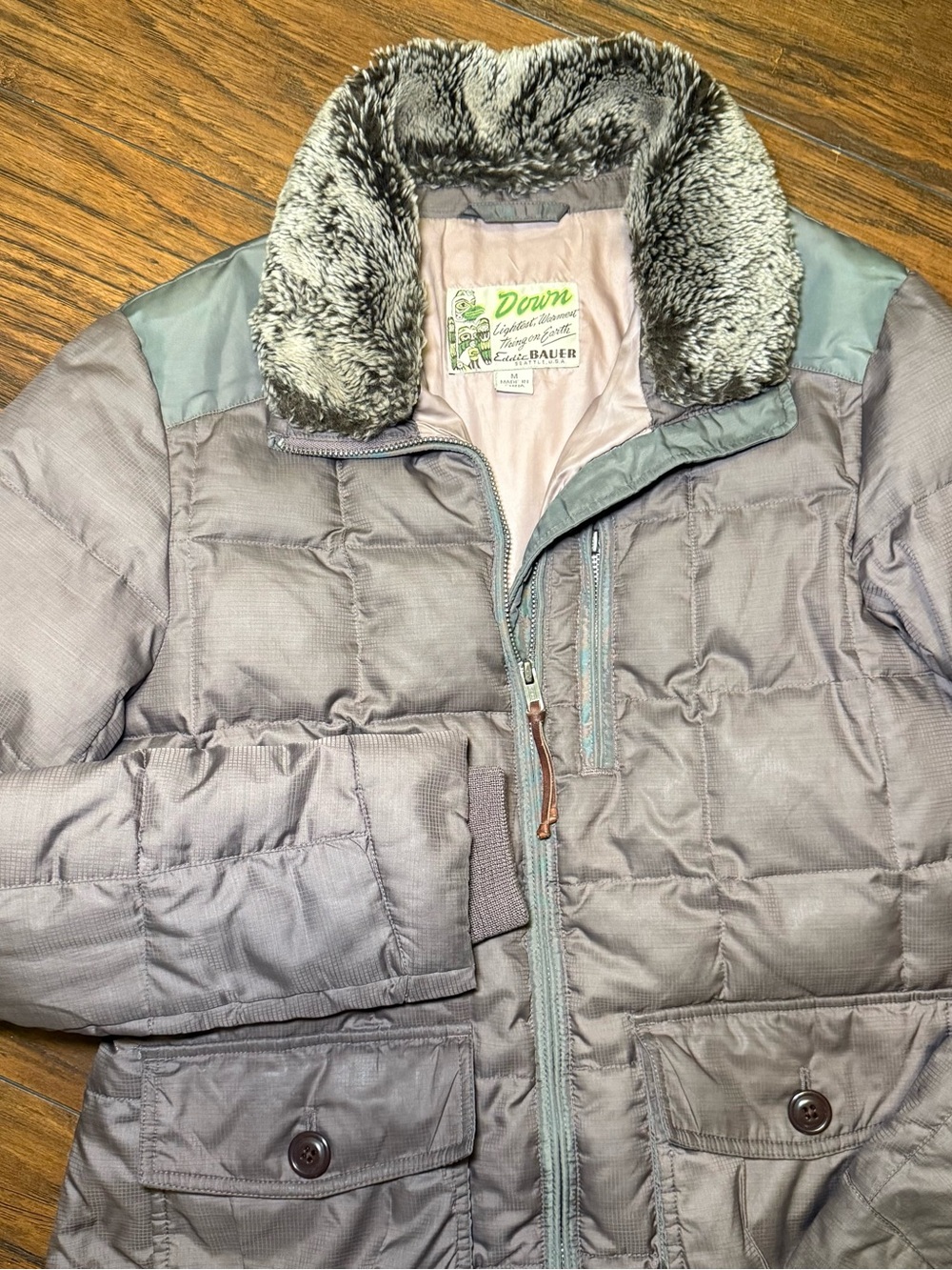 Vintage Eddie Bauer Yukon Down Jacket Faux Fur Trim Y2K Aesthetic Gorpcore Med - Picture 7 of 16
